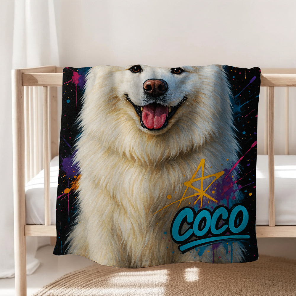 Custom Pet Portrait Contemporary Blanket For Dog Lover