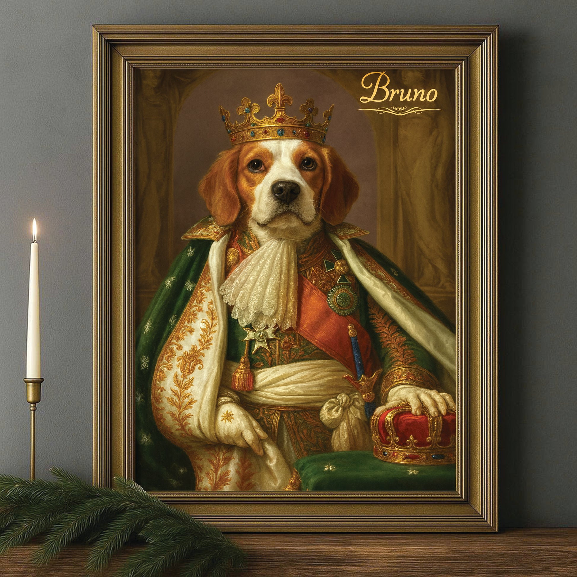 Custom Photo Napoleon Dog Canvas Framed Wall Art Gift For Dog Lovers