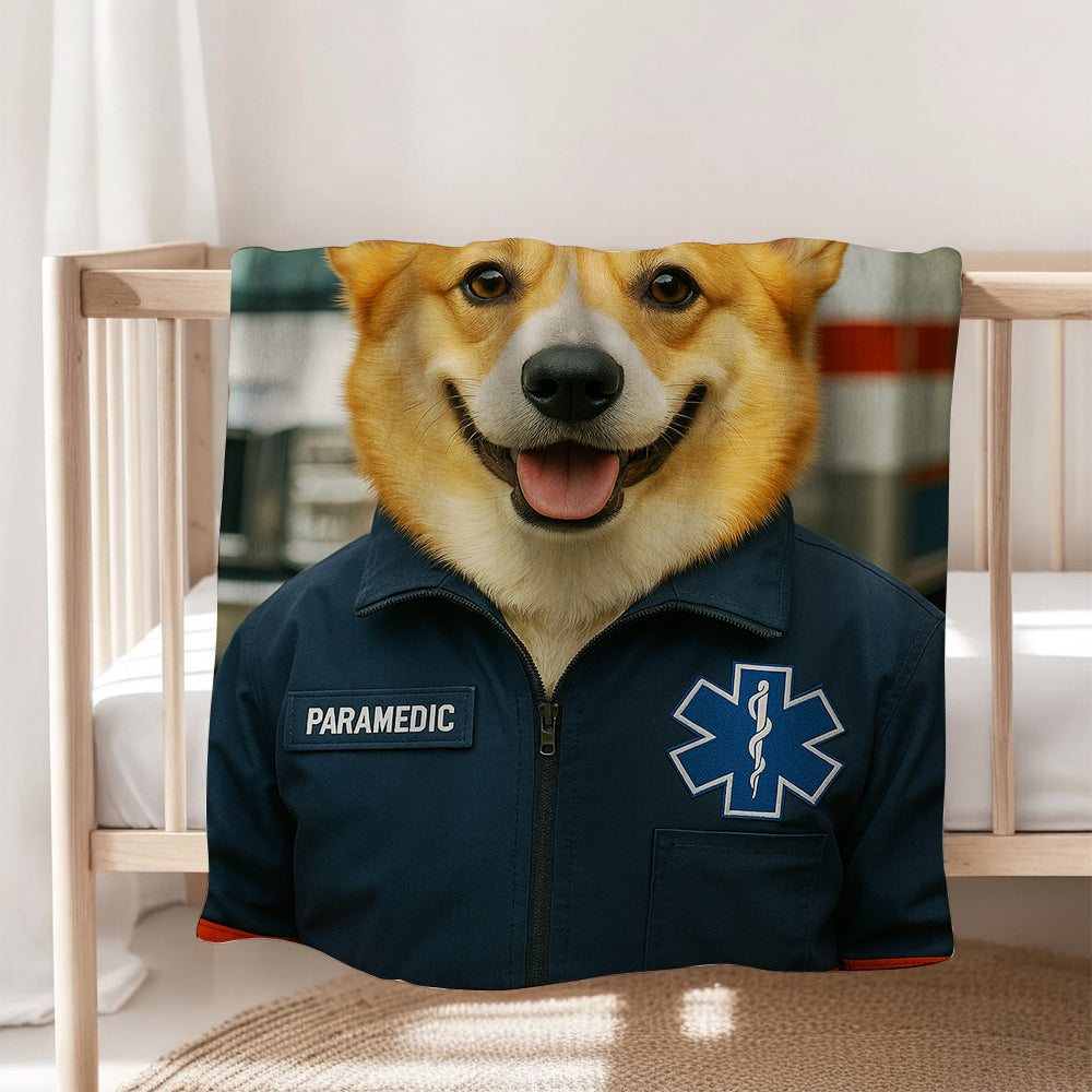Custom Photo Paramedic Emt Dog BlanketGift For Dog Lovers