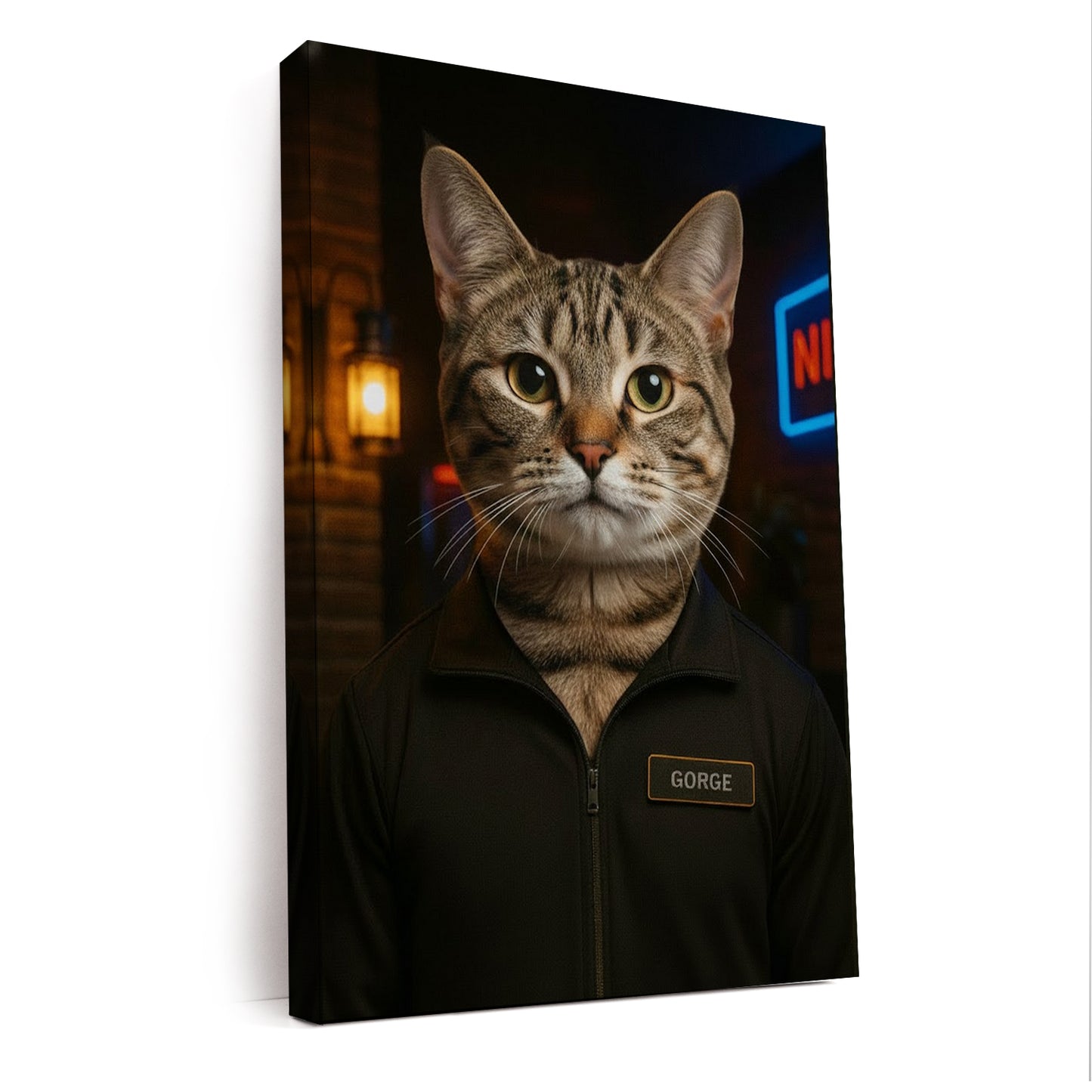 Custom Photo Bouncer Night Club Security Cat Canvas Gift For Cat Lovers