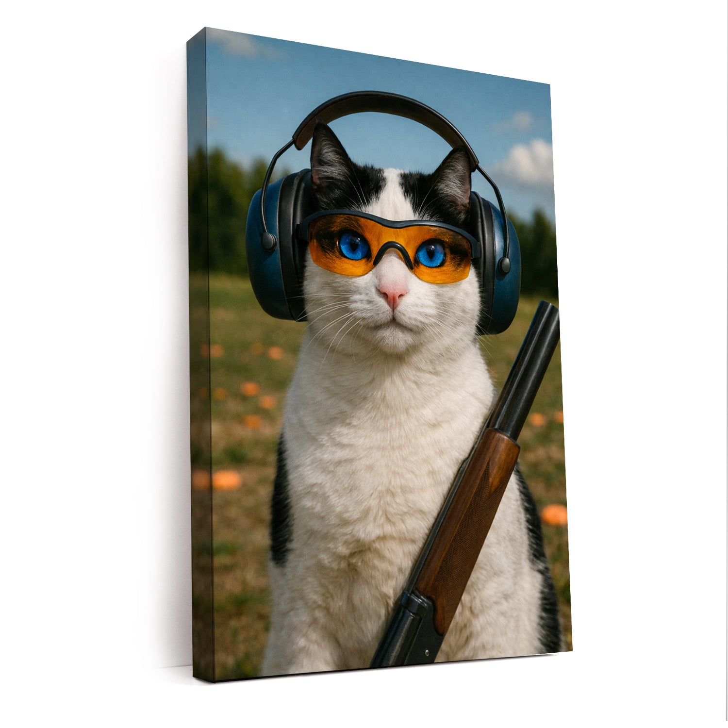 Custom Photo Clay Shooter Cat Canvas Gift For Cat Lovers