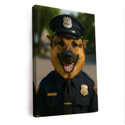 Custom Photo Police 2 Dog Canvas Gift For Dog Lovers