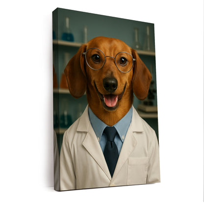 Custom Photo Scientist Dog Canvas Gift For Dog Lovers