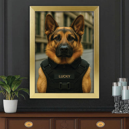 Custom Photo Tactical Dog Canvas Framed Wall Art Gift For Dog Lovers