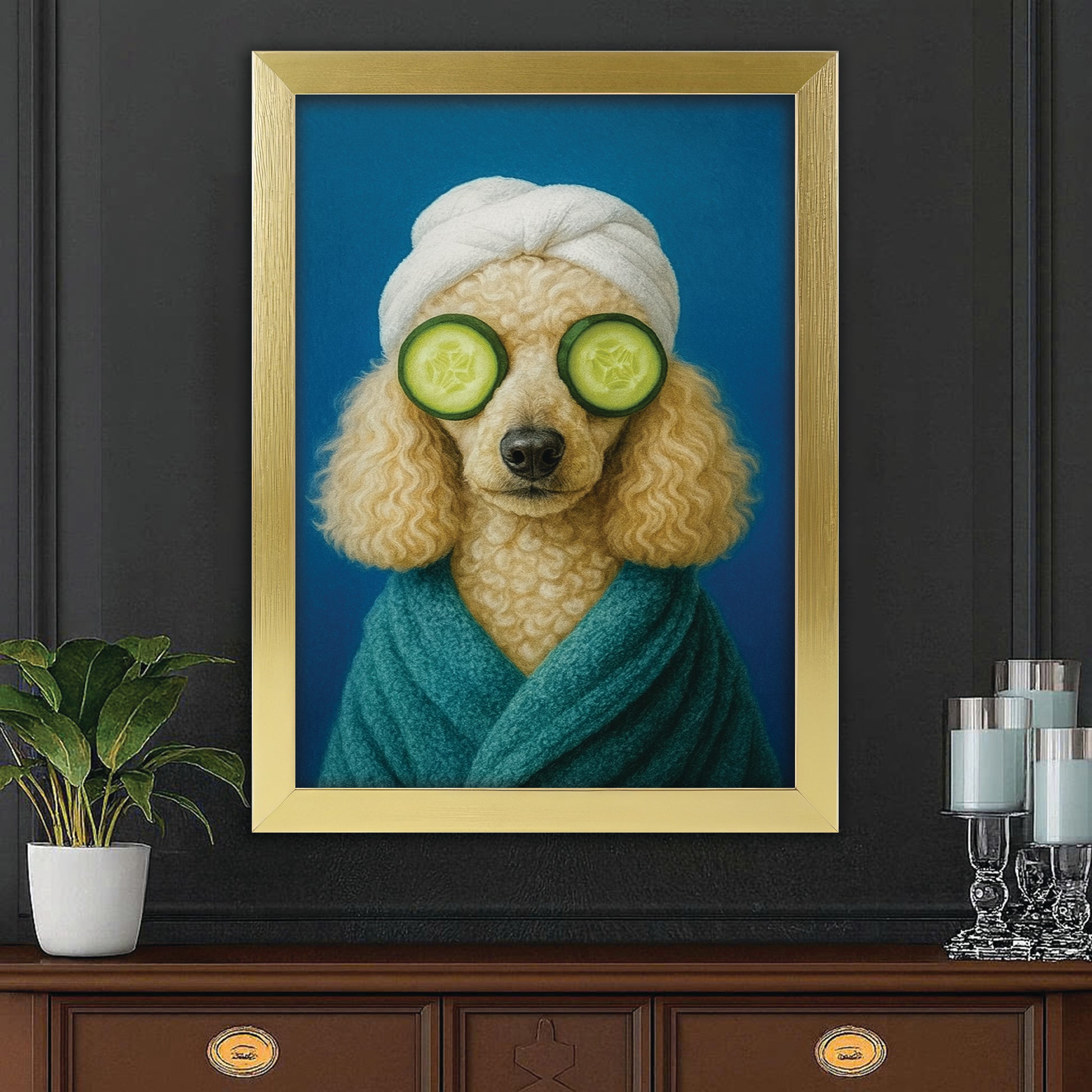 Custom Photo Dog Bathroom Style 21 Canvas Framed Wall Art Gift For Dog Lovers