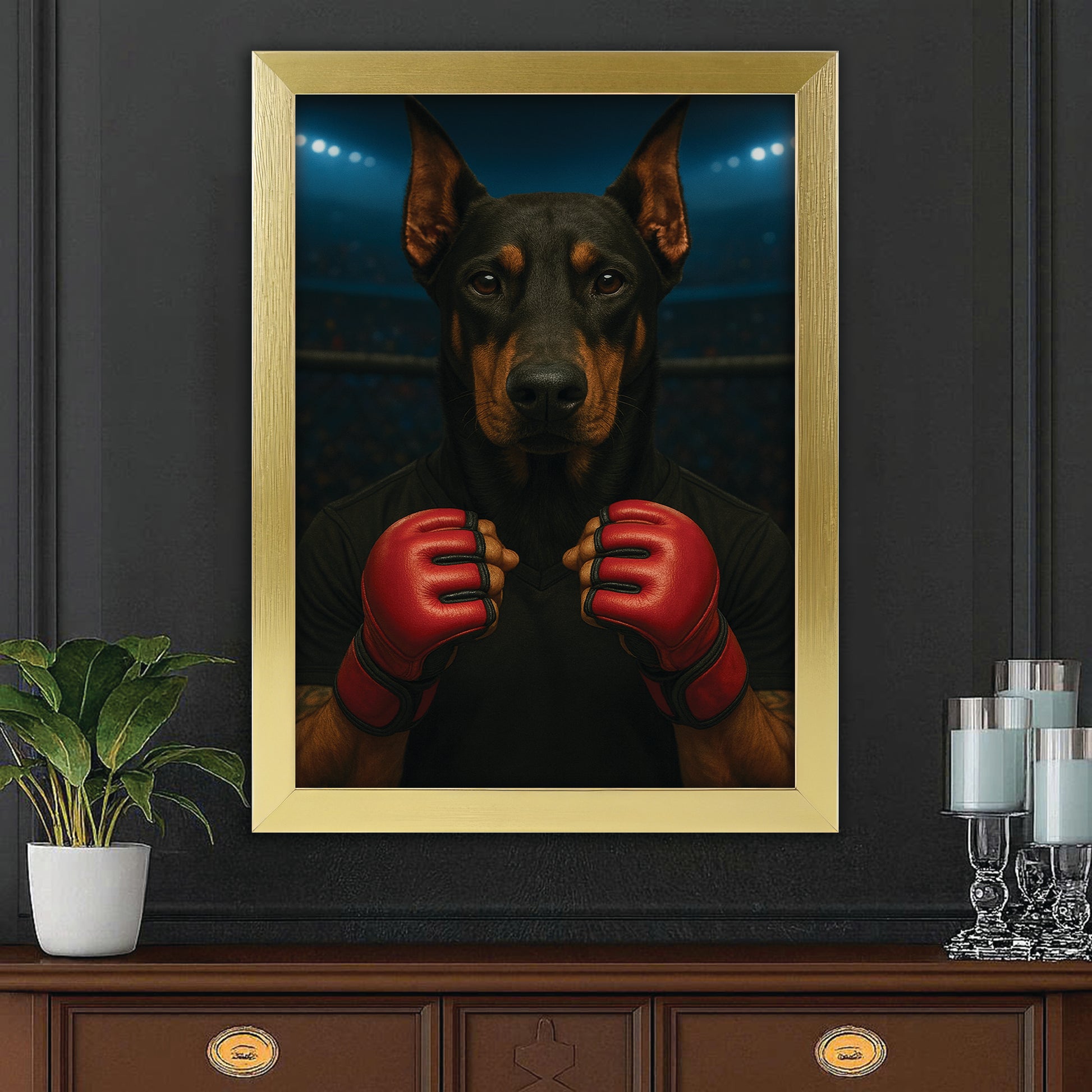 Custom Photo Mma Dog Canvas Framed Wall Art Gift For Dog Lovers