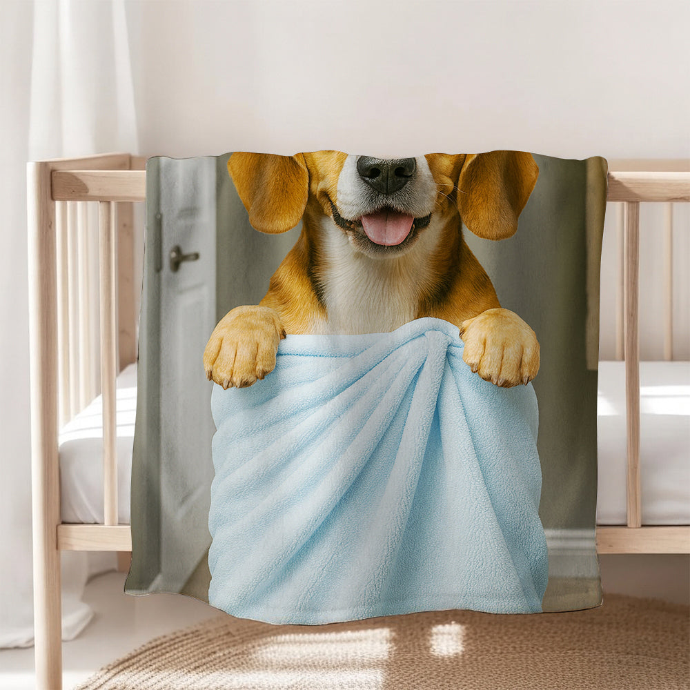 Custom Dog Photo In Bathroom BlanketDog Lover Gifts