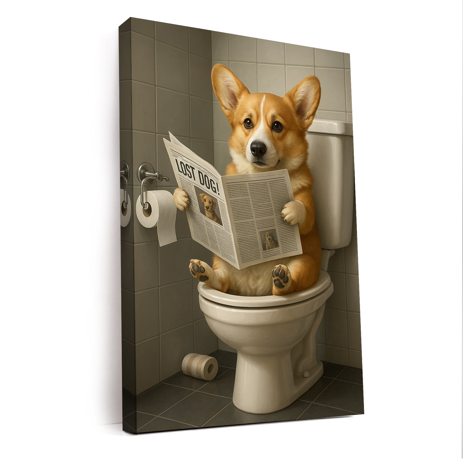 Custom Photo Bathroom Dog Canvas Gift For Dog Lovers