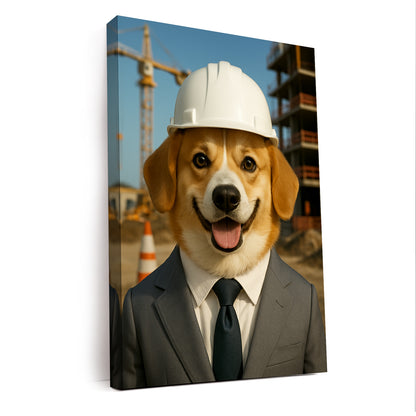 Custom Photo Engineer Construction Dog Canvas Gift For Dog Lovers