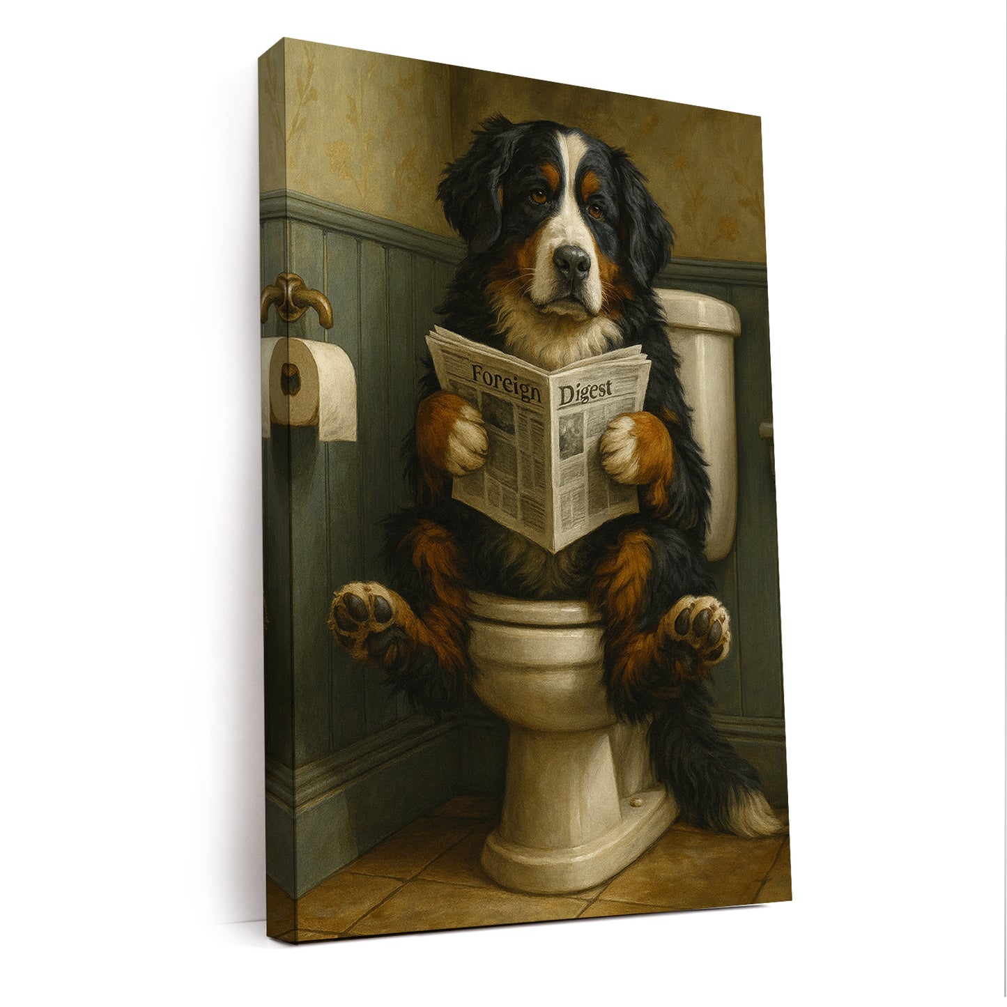 Custom Photo Dog In Bathroom Style 2 Canvas Gift For Dog Lovers