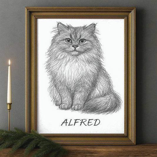 Custom Photo Cat Pencil Art