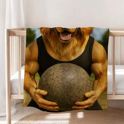 Custom Photo Strongman Dog BlanketGift For Dog Lovers