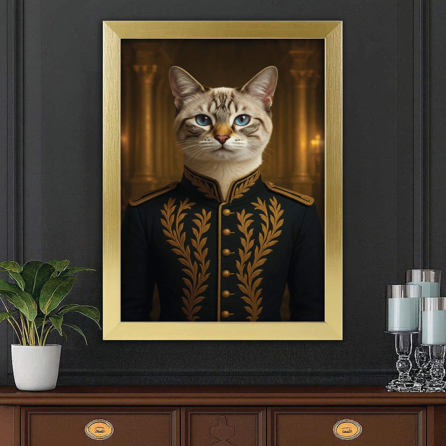 Custom Photo Cat Royal Style 10 Canvas Framed Wall Art Gift For Cat Lovers