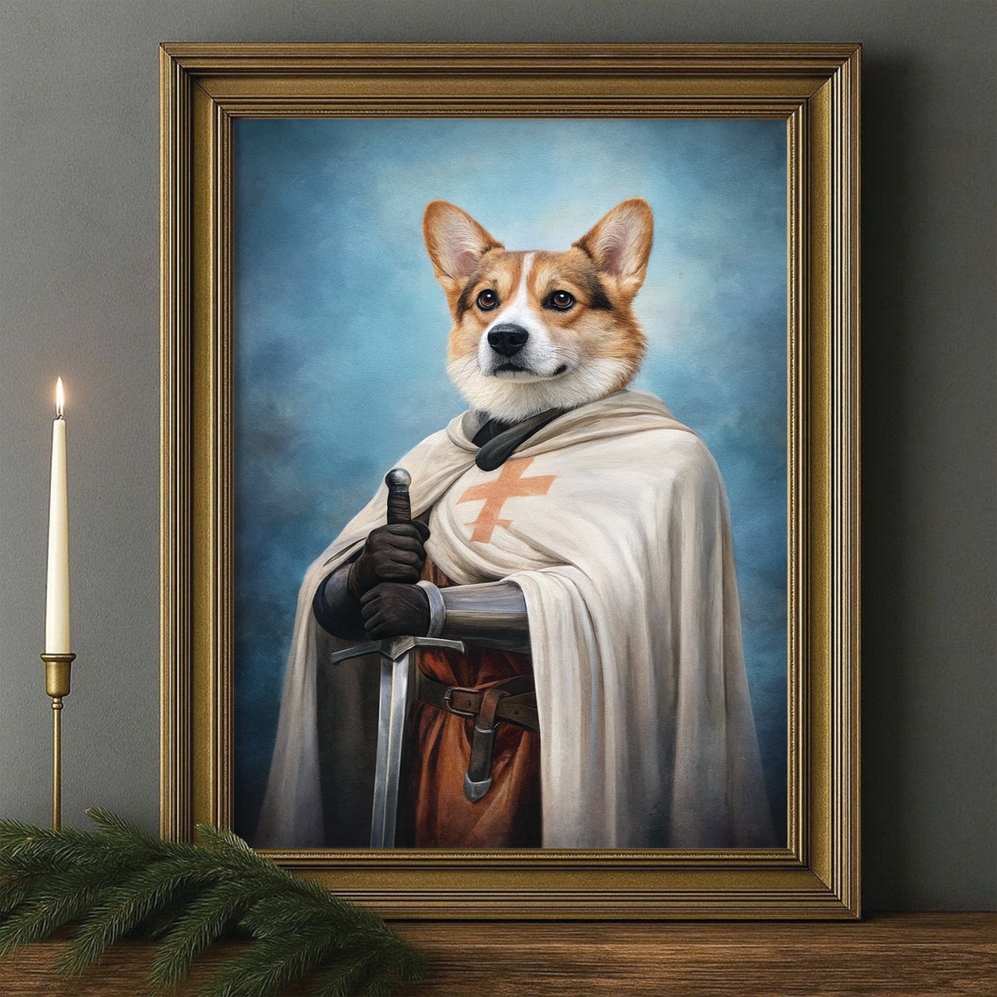 Custom Photo Priest Dog Canvas Framed Wall Art Gift For Dog Lovers
