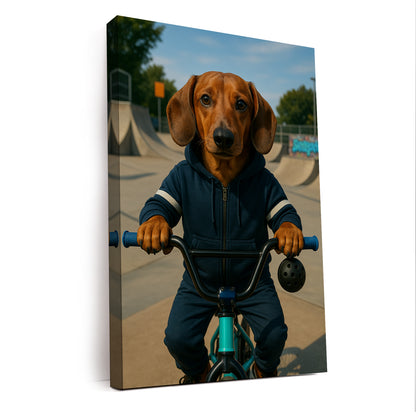 Custom Photo Bmx Bike Dog Canvas Gift For Dog Lovers