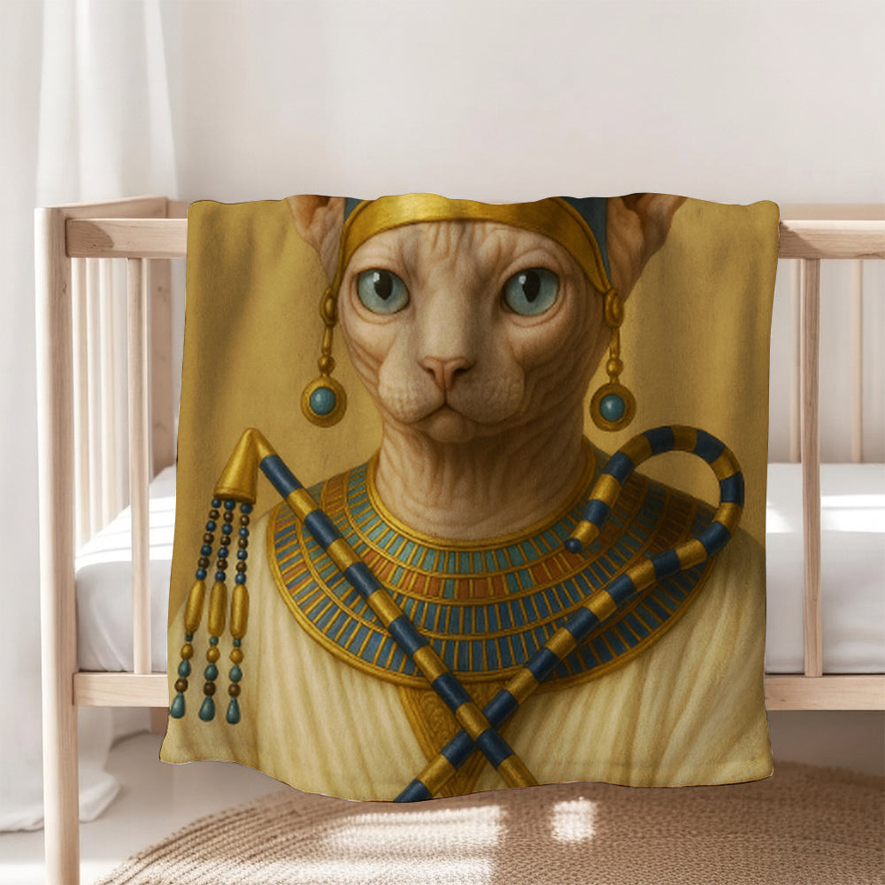 Custom Photo Egyptian Queen Cat Blanket Gift For Cat Lover