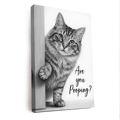 Custom Photo Cat Bathroom Canvas Gift For Cat Lover