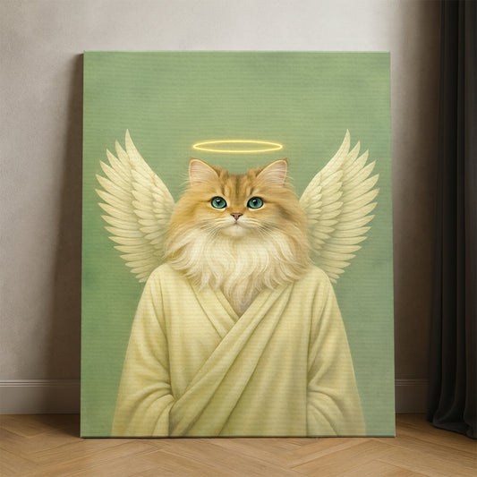 Custom Photo Angel Cat  Canvas Memorial Gift For Cat Lover
