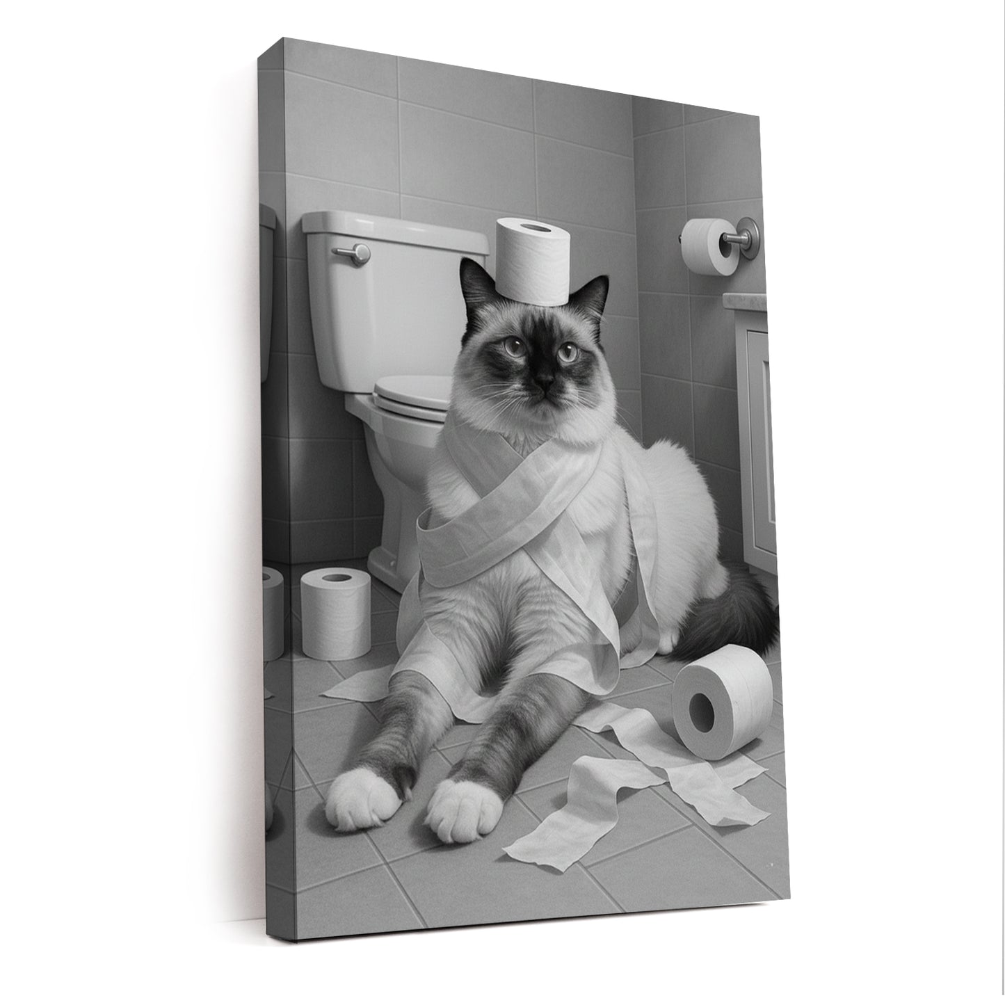 Custom Photo Cat Bathroom Style 16 Canvas Gift For Cat Lovers