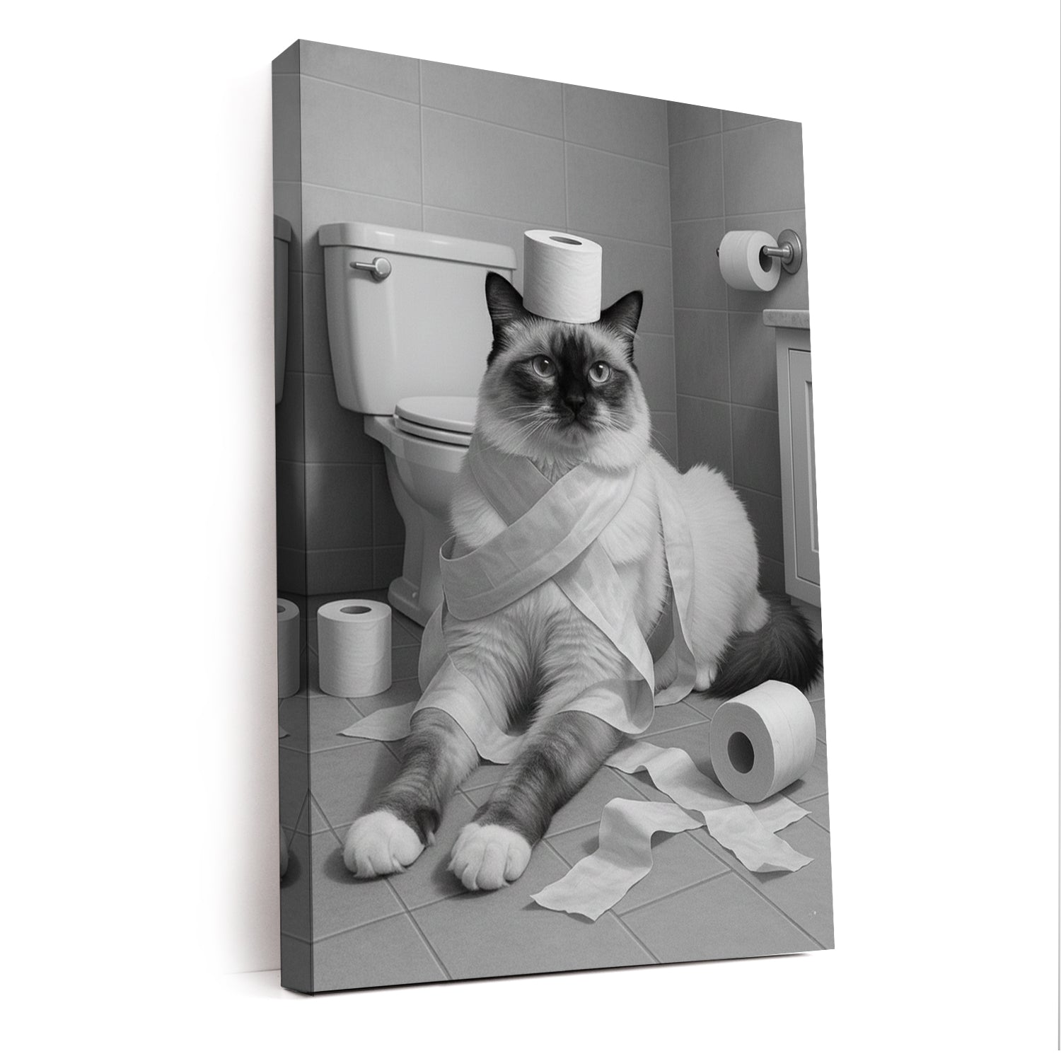 Custom Photo Cat Bathroom Style 16 Canvas Gift For Cat Lovers