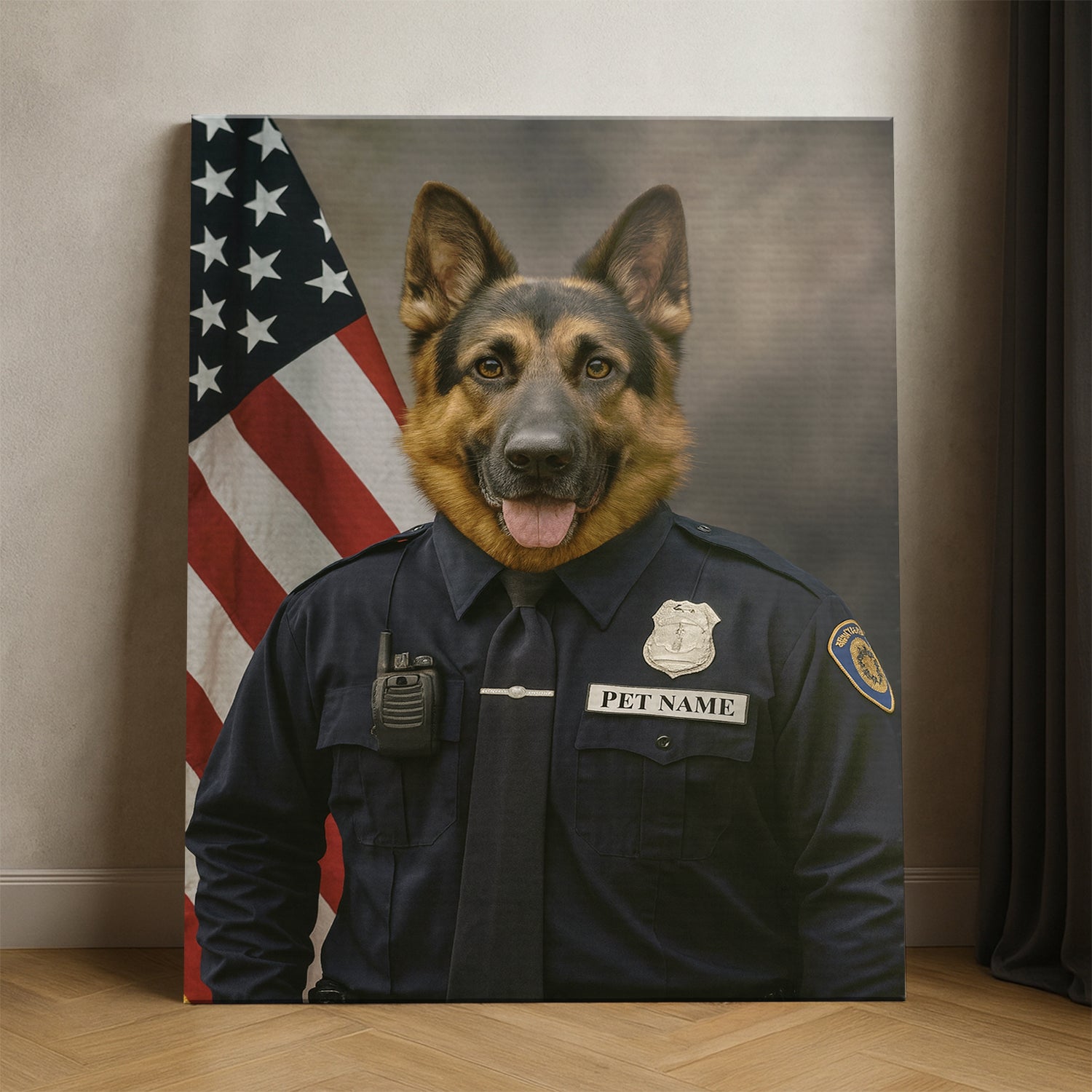 Custom Dog Photo Policeman Canvas _ Gift For Dog Lovers
