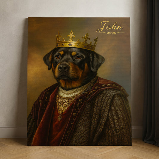 Custom Photo Crown King Dog Canvas Gift For Dog Lovers