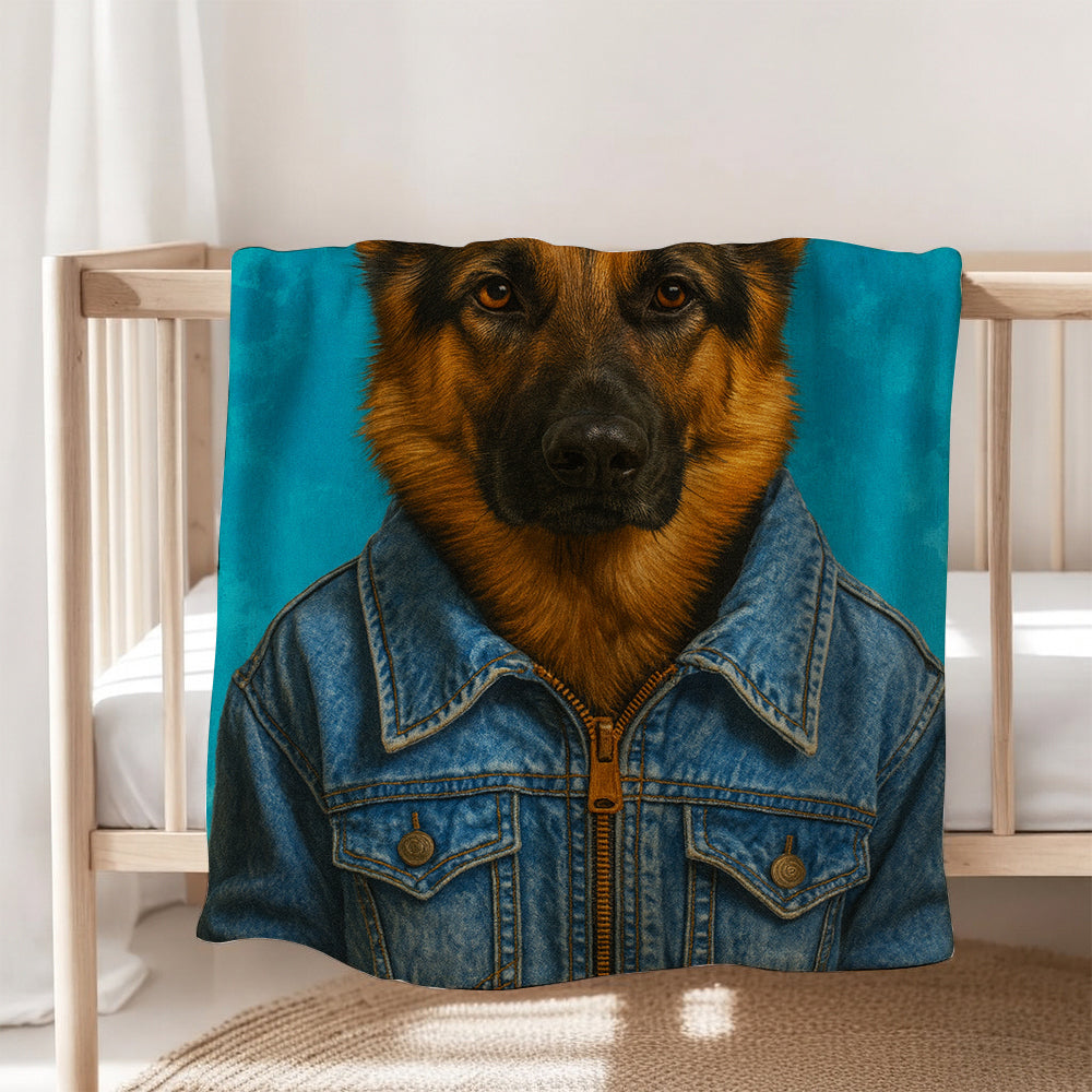 Custom Photo Denim Dog BlanketGift For Dog Lovers