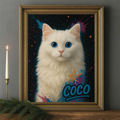 Custom Cat Pet Portrait Contemporary Canvas Framed Wall Art