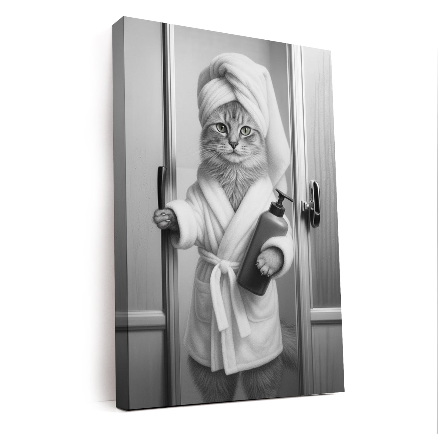 Custom Photo Cat Bathrobe Bathroom Canvas Gift For Cat Lovers