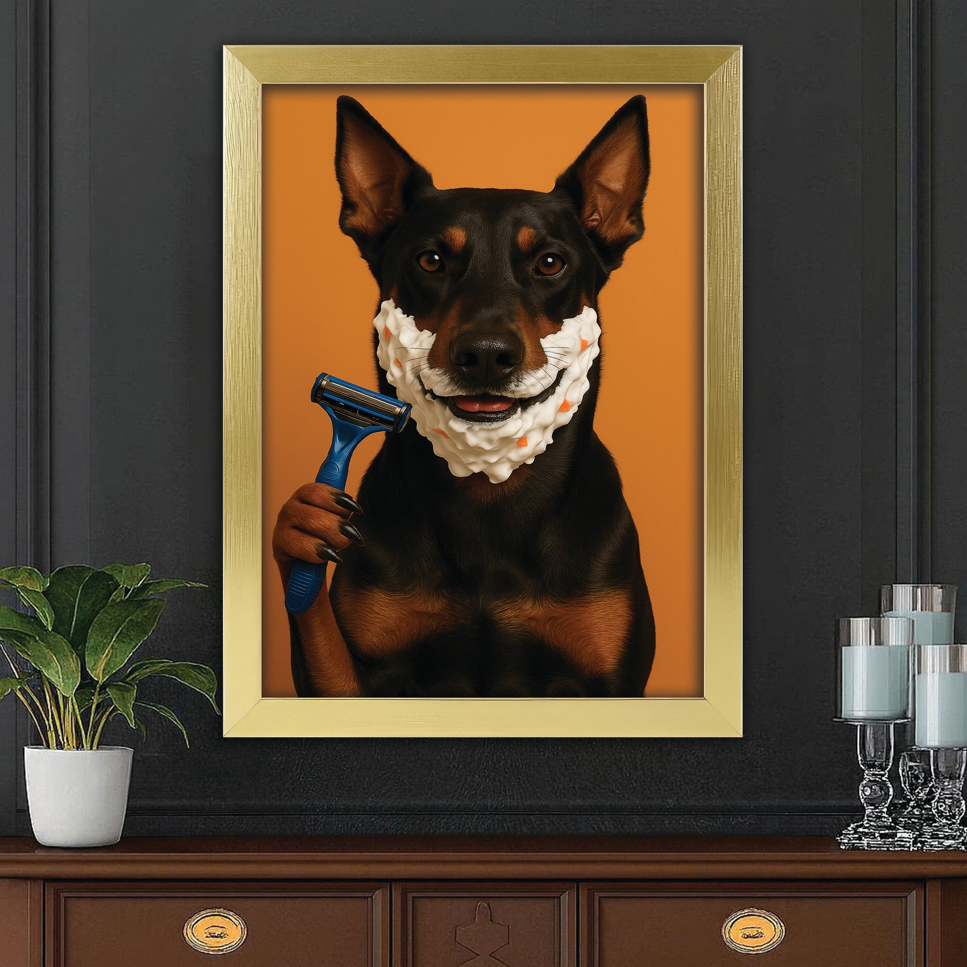 Custom Photo Dog Bathroom Style 36 Canvas Framed Wall Art Gift For Dog Lovers