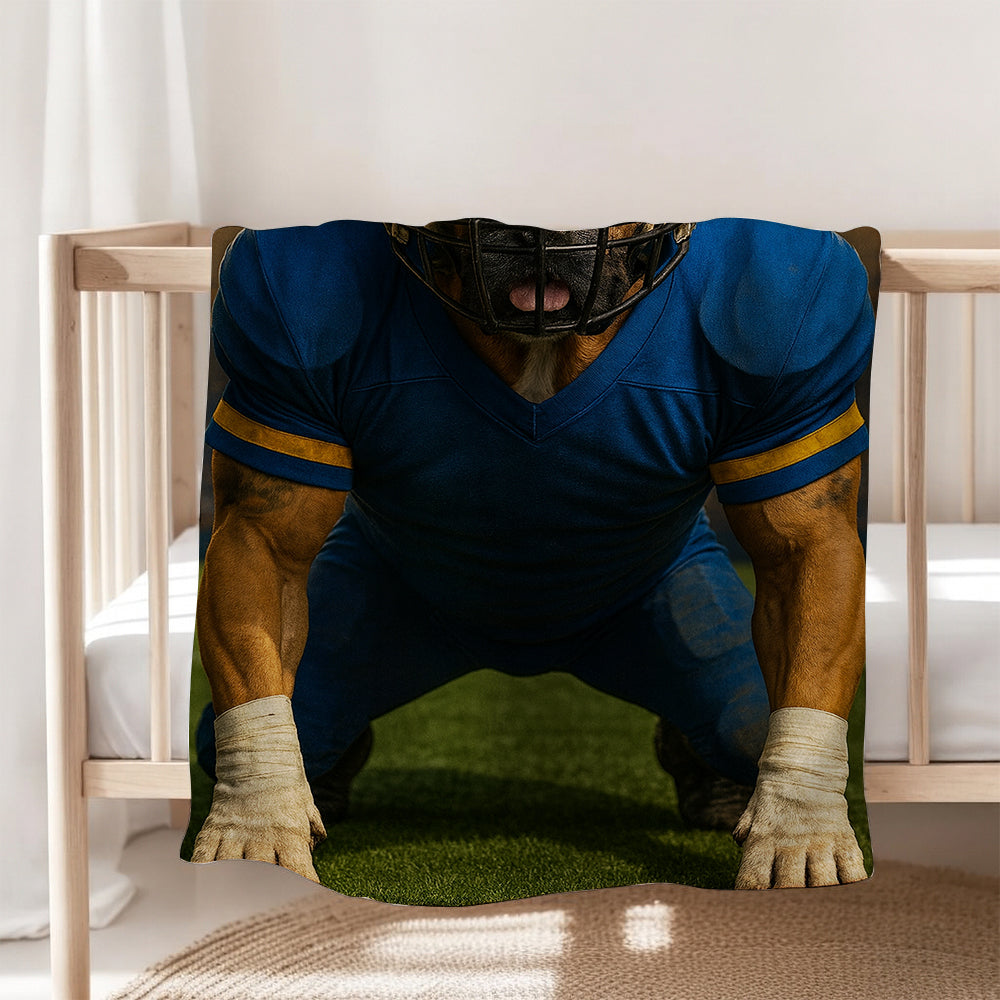 Custom Photo Football Player 2 Dog BlanketGift For Dog Lovers