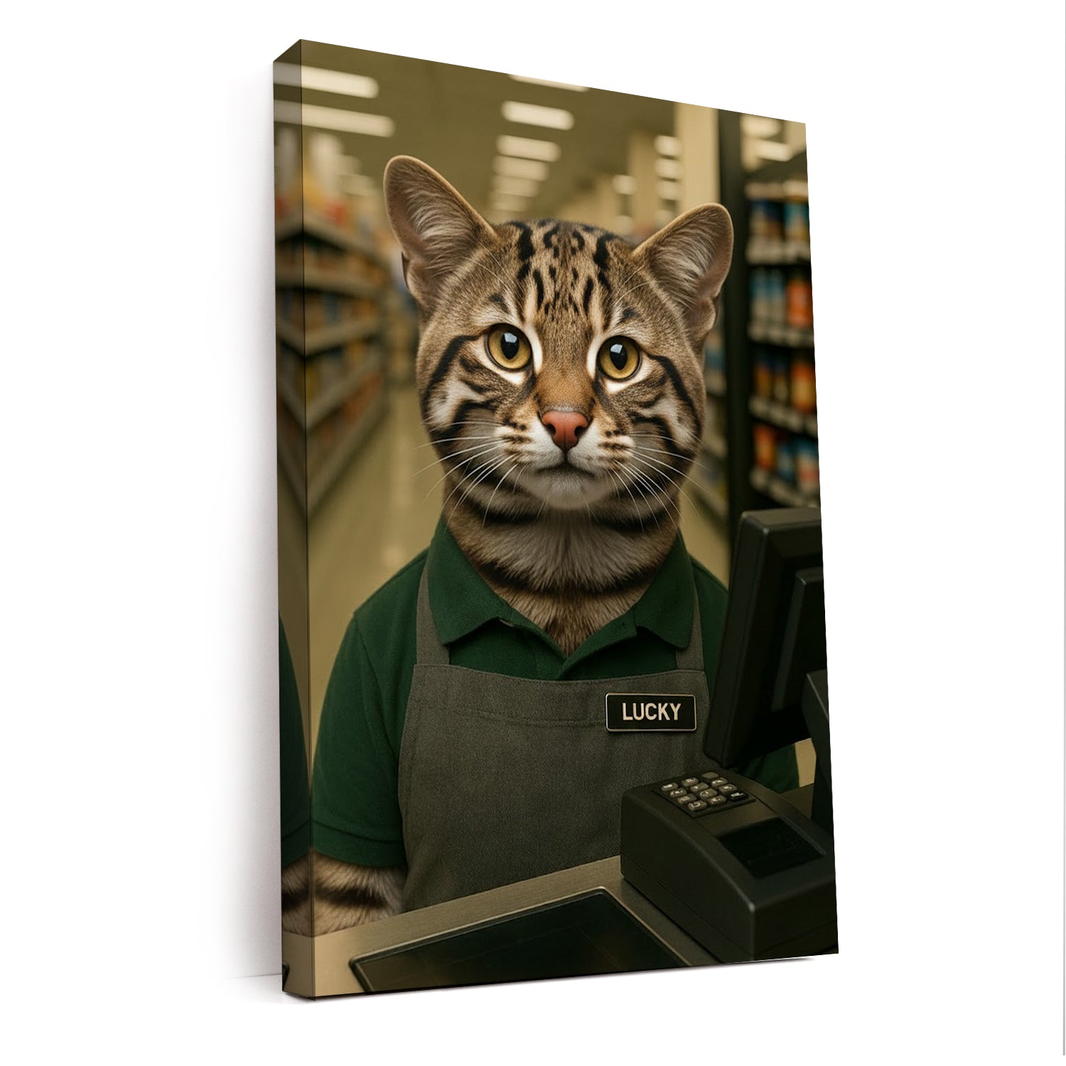 Custom Photo Cashier Cat Canvas Gift For Cat Lovers