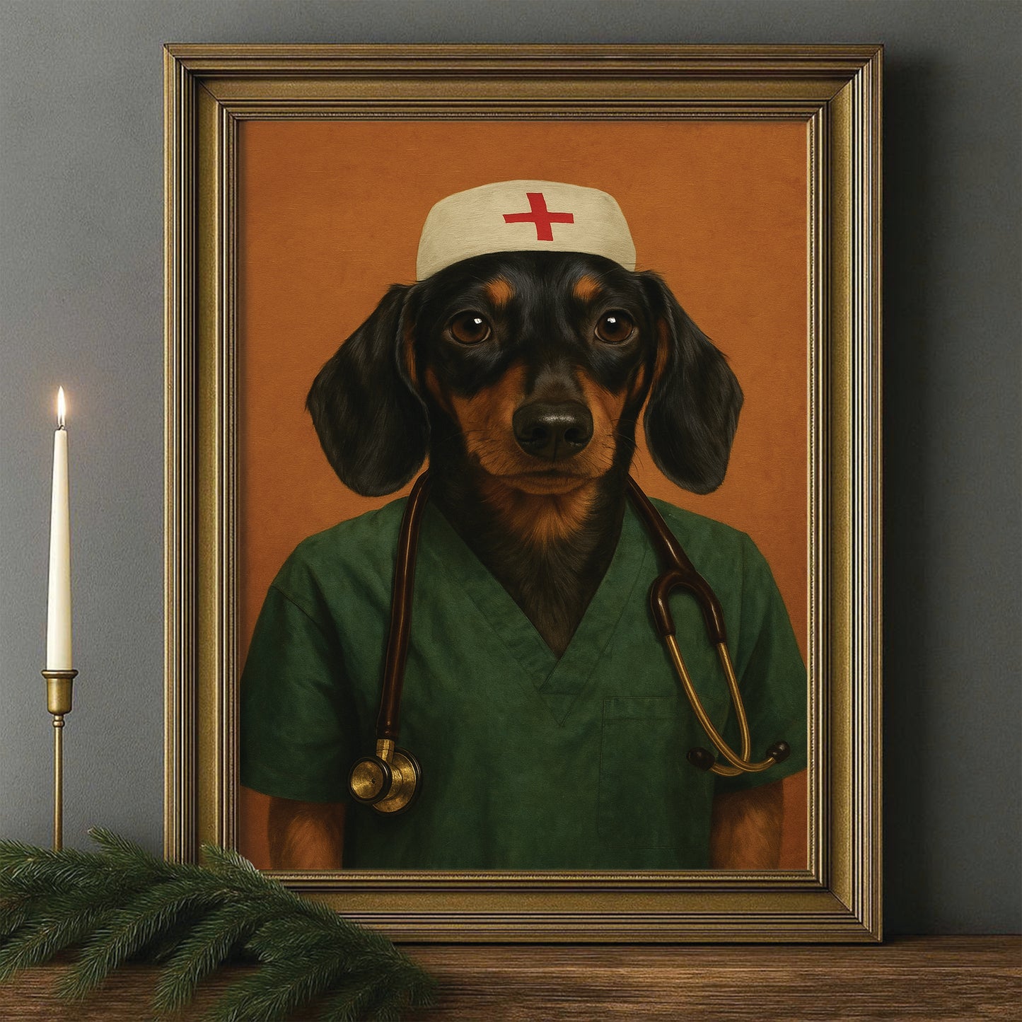 Custom Photo Nurse Dog Canvas Framed Wall Art Gift For Dog Lovers