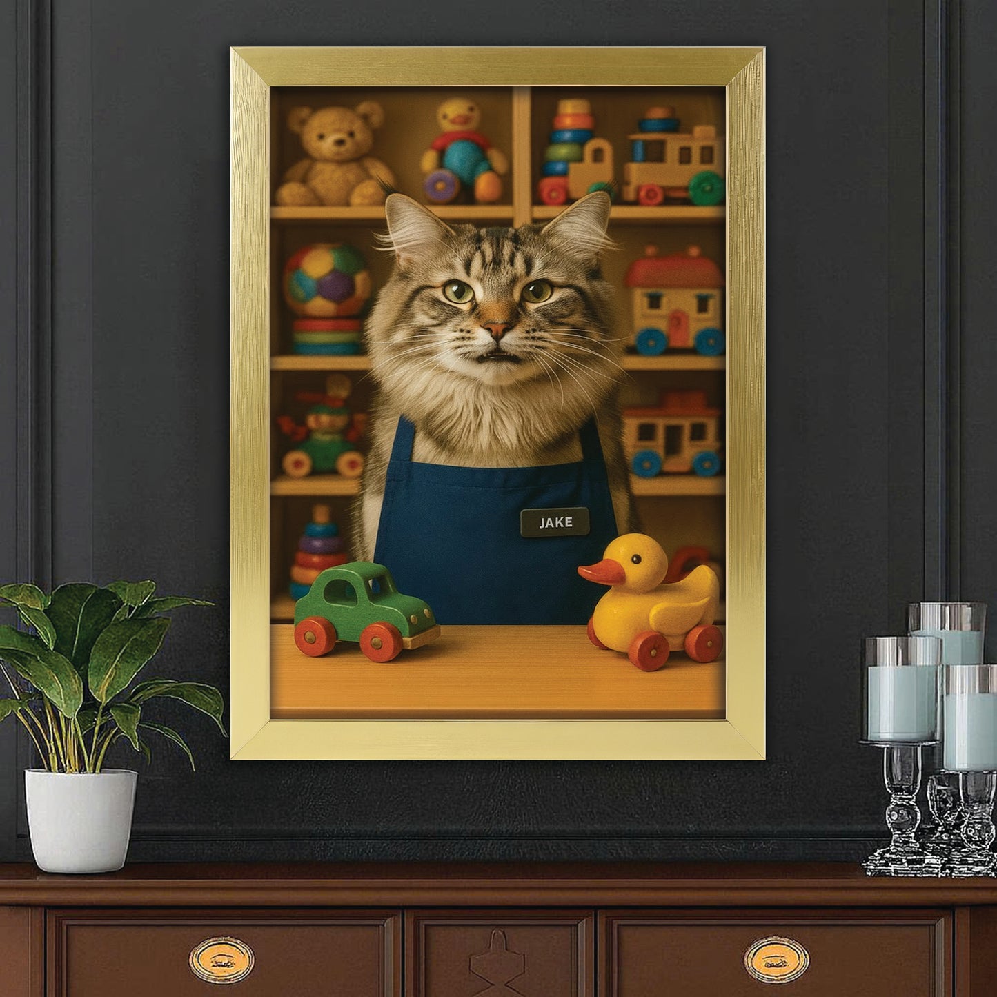 Custom Photo Toy Store Cat Canvas Framed Wall Art Gift For Cat Lovers