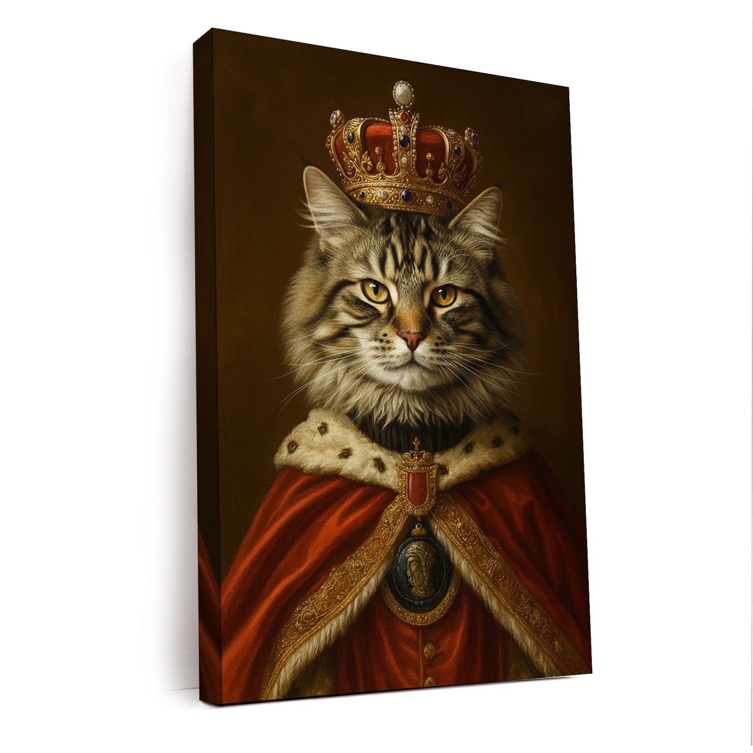 Custom Photo Royal Cat With Crown Canvas Gift For Cat Lovers