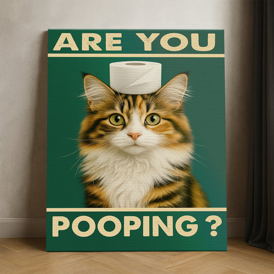 Custom Photo Funny Cat In Bathroom Canvas