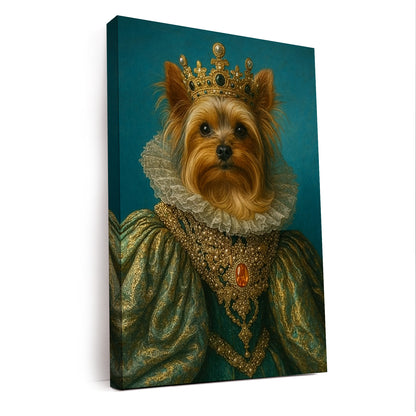 Custom Photo Potrait Royal Dog With Crown Canvas Gift For Dog Lovers