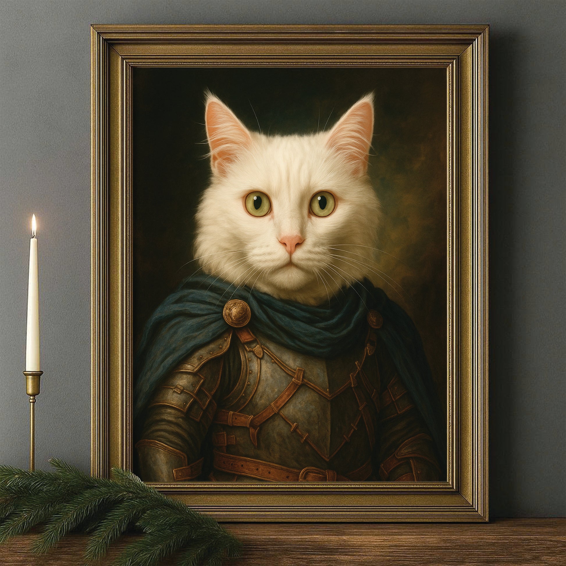 Custom Cat Photo Viking Canvas Framed Wall Art _ Gift For Cat Lovers