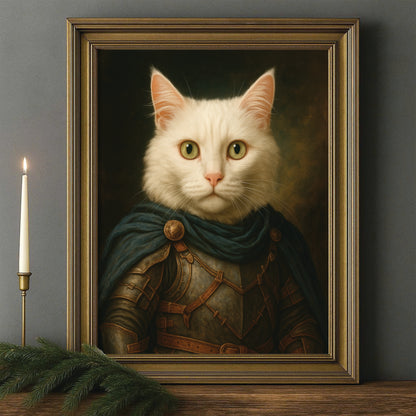 Custom Cat Photo Viking Canvas Framed Wall Art _ Gift For Cat Lovers