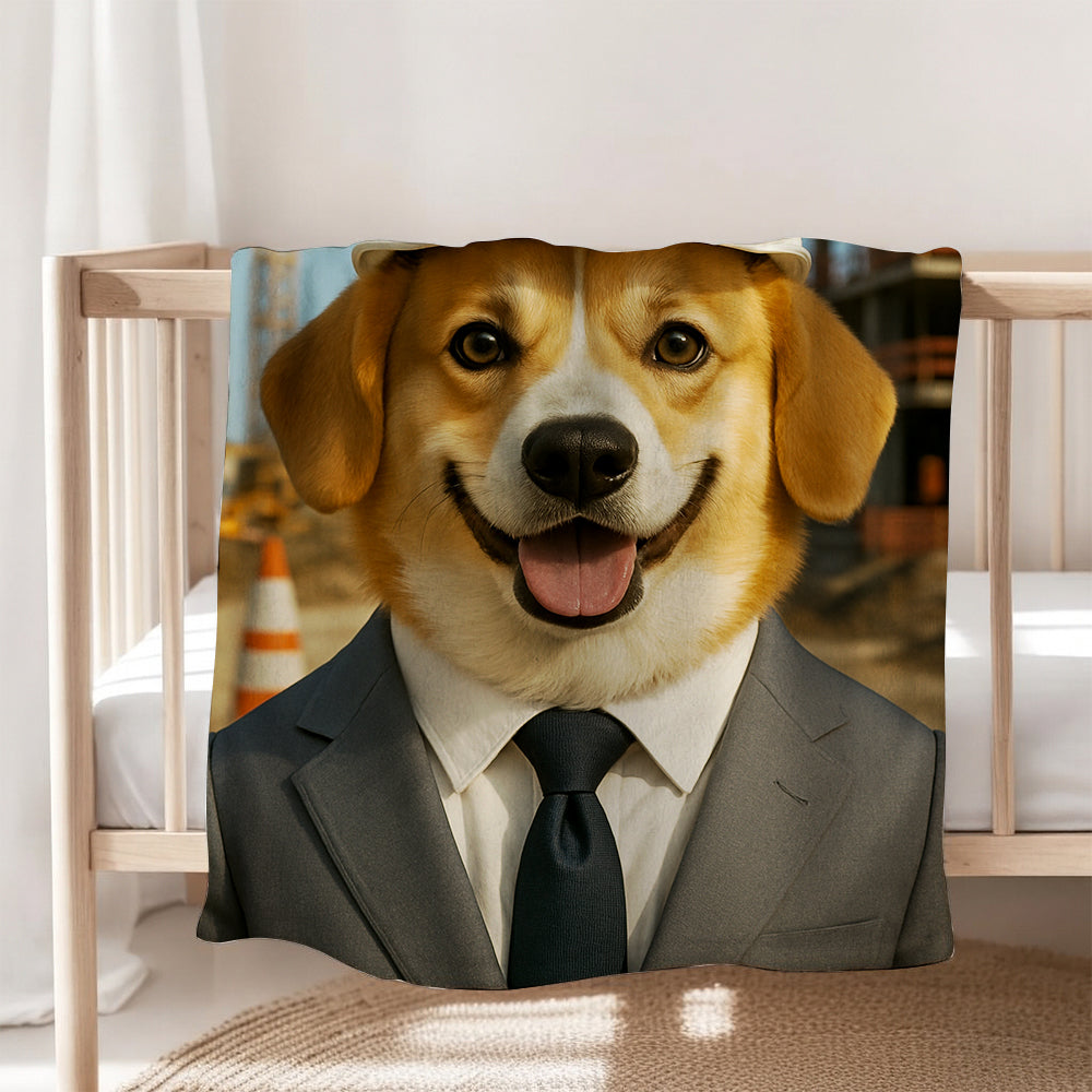 Custom Photo Engineer Construction Dog BlanketGift For Dog Lovers