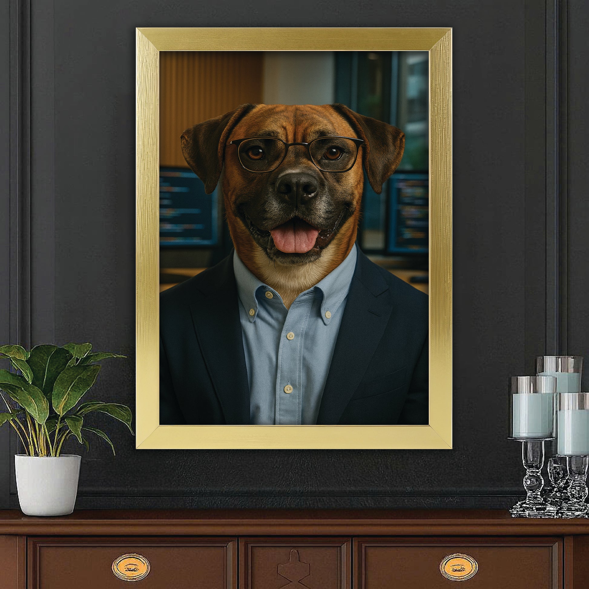 Custom Photo Software Developer Dog Canvas Framed Wall Art Gift For Dog Lovers