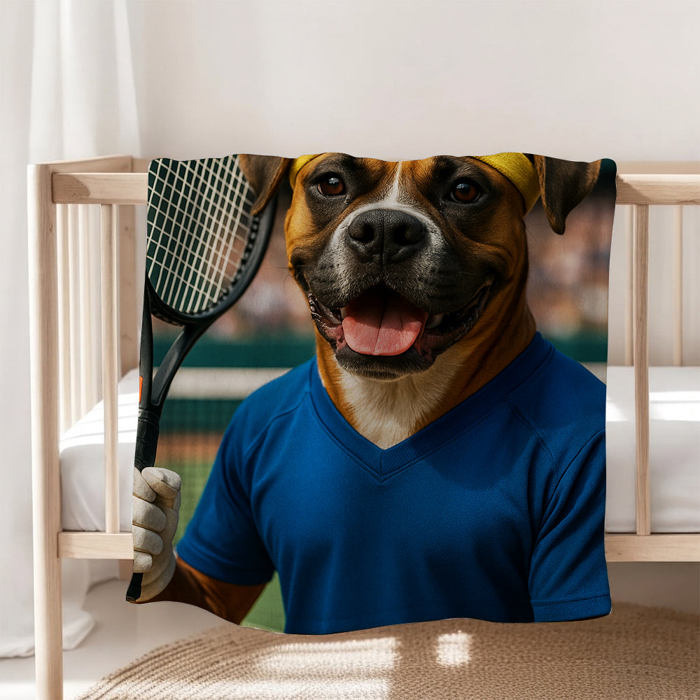 Custom Photo Tennis Player Dog BlanketGift For Dog Lovers
