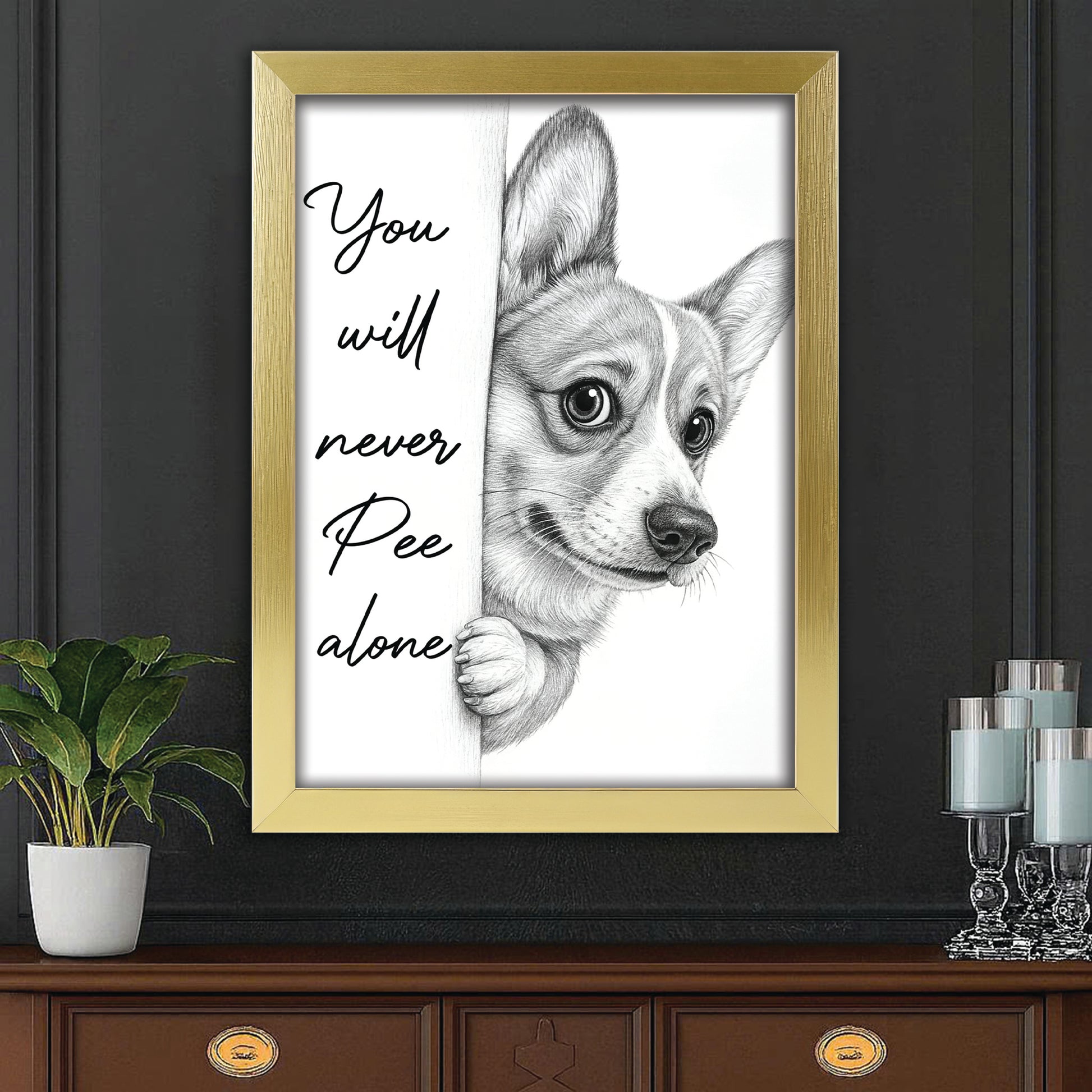 Custom Photo Dog Breed Bathroom Canvas Framed Wall Art Gift For Dog Lovers