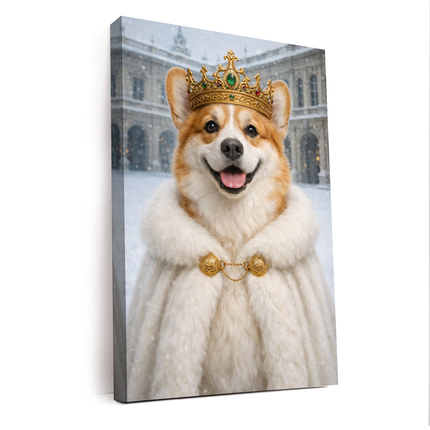 Custom Photo Royal Winter Queen Dog Canvas Gift For Dog Lovers