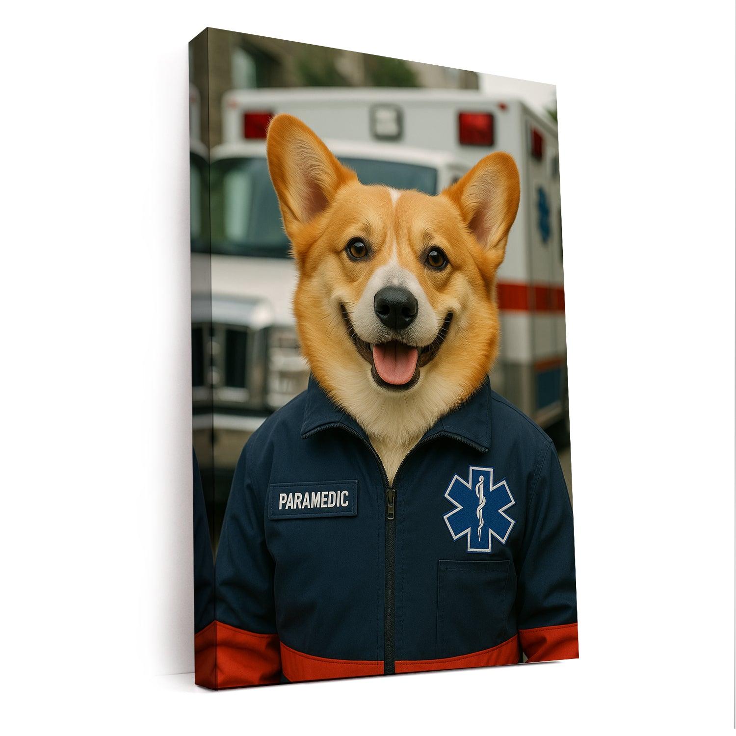 Custom Photo Paramedic Emt Dog Canvas Gift For Dog Lovers