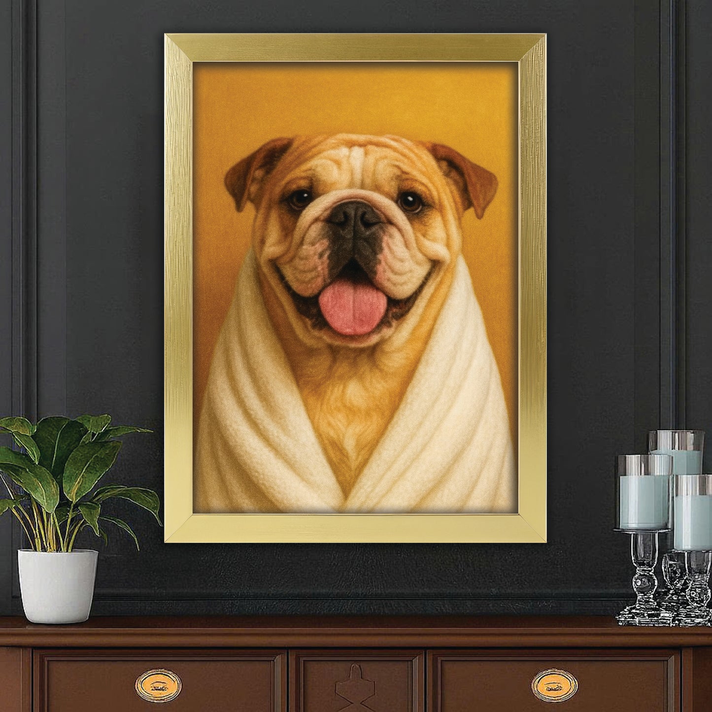Custom Photo Dog Bathroom Style 30 Canvas Framed Wall Art Gift For Dog Lovers