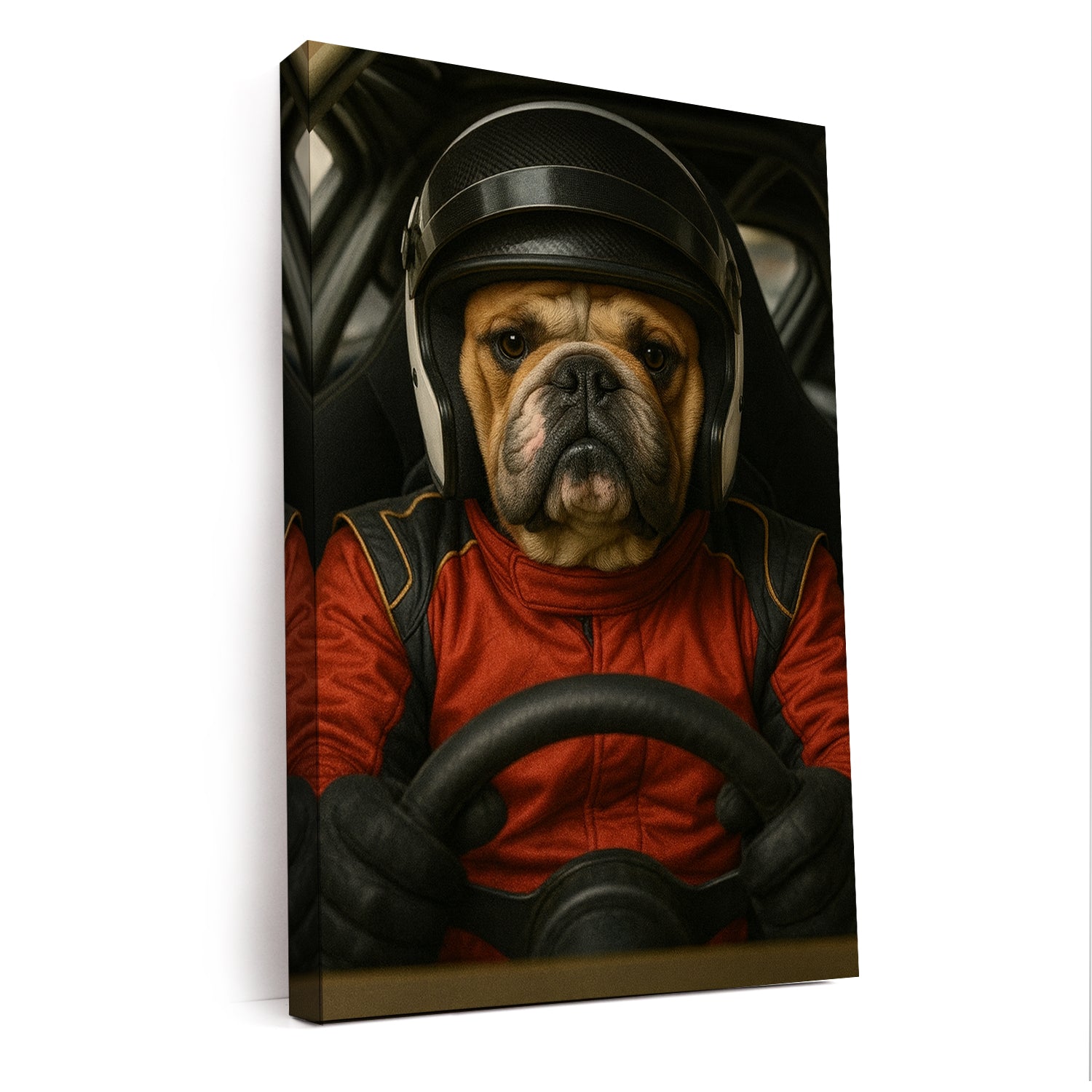 Custom Photo Racing Driver Dog Canvas Gift For Dog Lovers