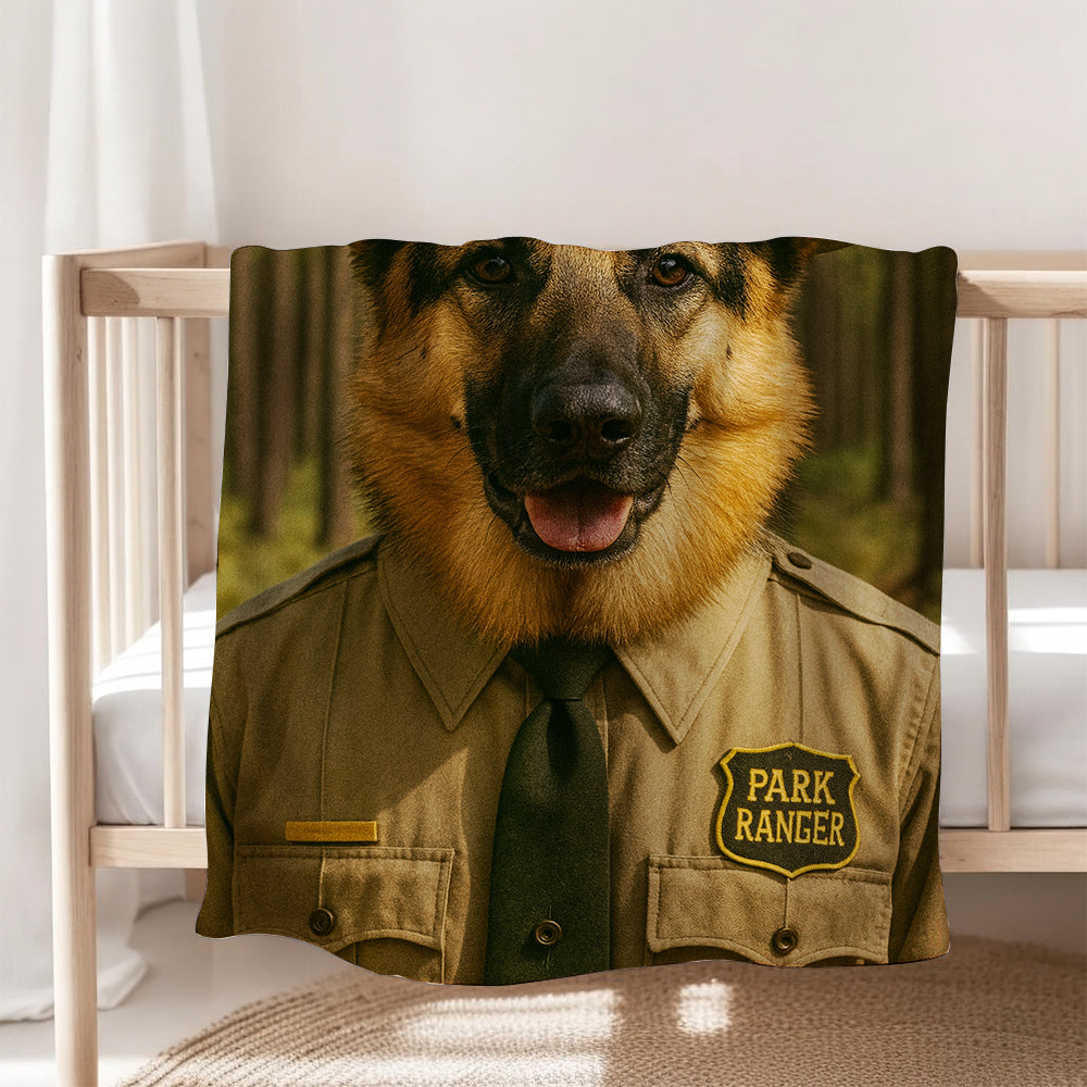 Custom Photo Park Ranger Dog Canvas