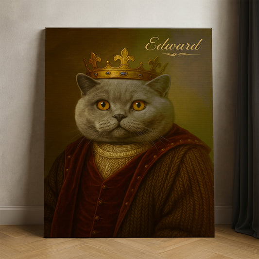 Custom Photo Crown King Cat Canvas Gift For Cat Lovers