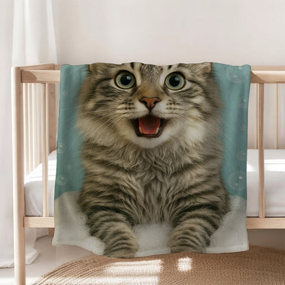 Custom Photo Cat In Bathtub With Duck Toy Blanket